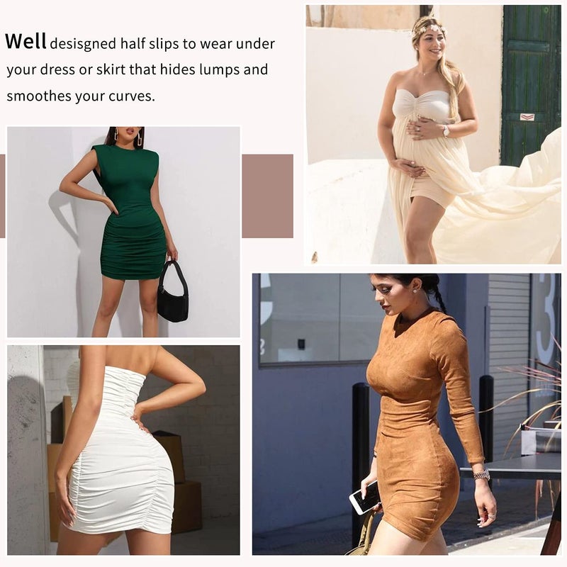 MISS MOLY Seamless Anti Static Half Slips for Women Under Dress High Waist Shapewear Dresses Tummy Control Half Skirt Nude,M - Image 4